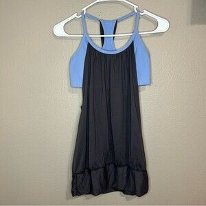 Lululemon No Limits gray tank top with blue built in sports bra size small 4